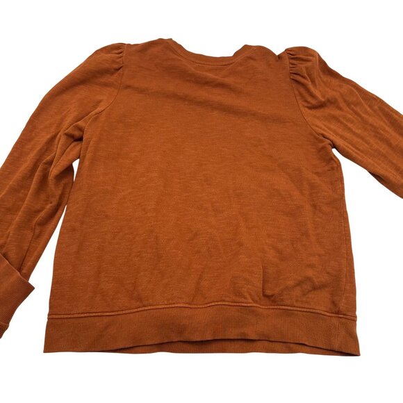Wonderly Women's Medium Rust Long Sleeve Pullover Puff Shoulder Sweatshirt - Picture 4 of 5
